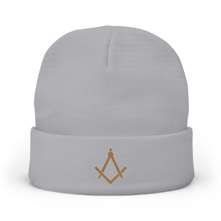 Masonic Embroidered Knit Beanie, Square & Compass Freemason Winter Hat (photo 1 of 5)