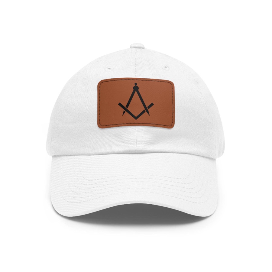 Masonic Faux Leather Patch Hat, Square and Compass Dad Hat, Freemason Cap, Lodge Gift for Him