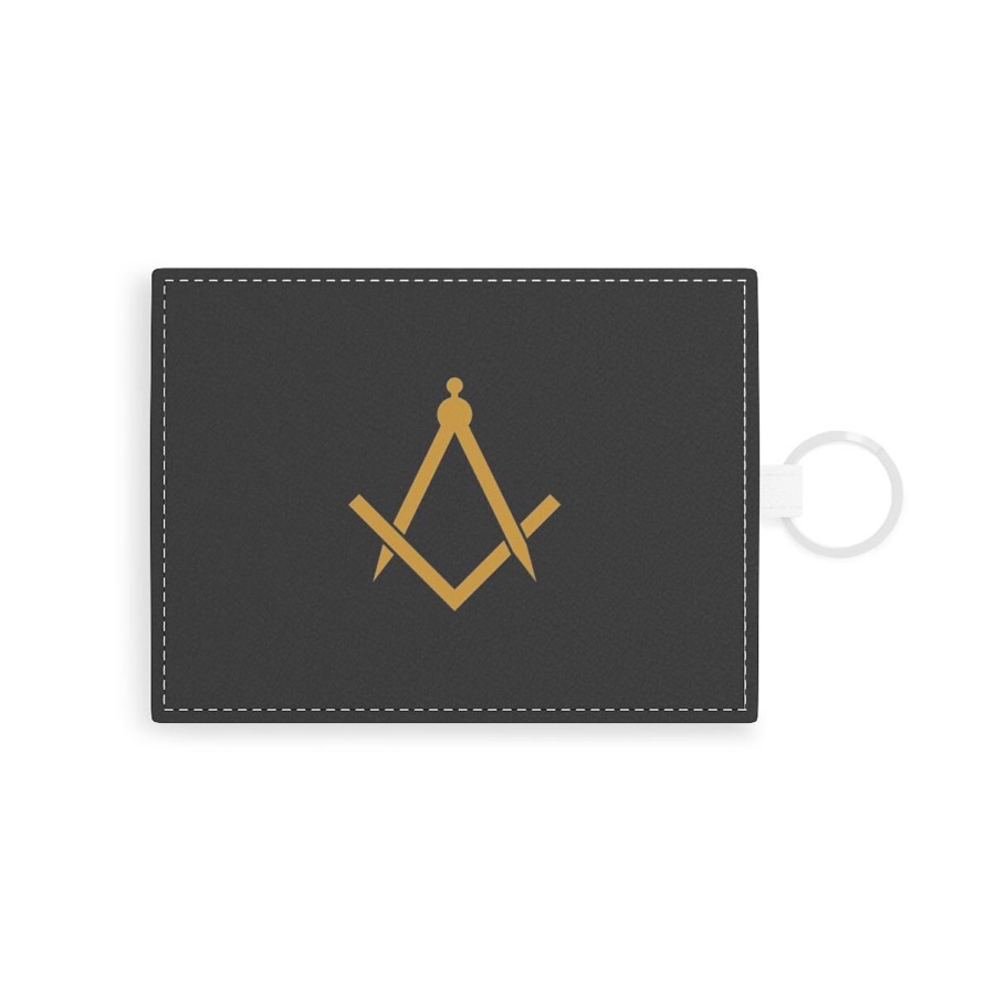 Masonic Vegan Leather Card Holder, Square & Compass Freemason Executive Gift (photo 1 of 4)