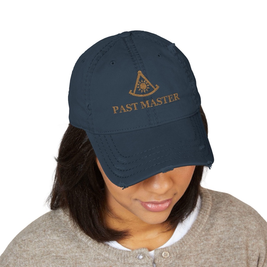 Embroidered Past Master Freemason Dad Hat, Distressed Cotton Cap (Made to Order)