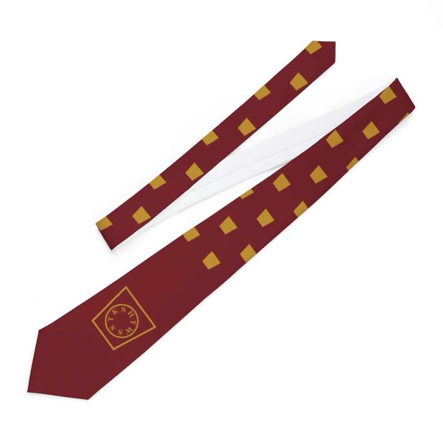 Royal Arch Masonic Necktie, Red Gold Keystone Pattern, HTWSSTKS Mark Master Tie